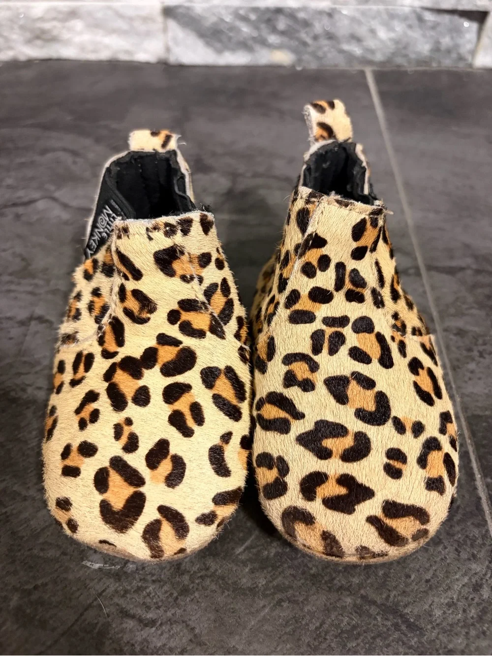 Leopard Print Hair Baby Booties - Tan/Black